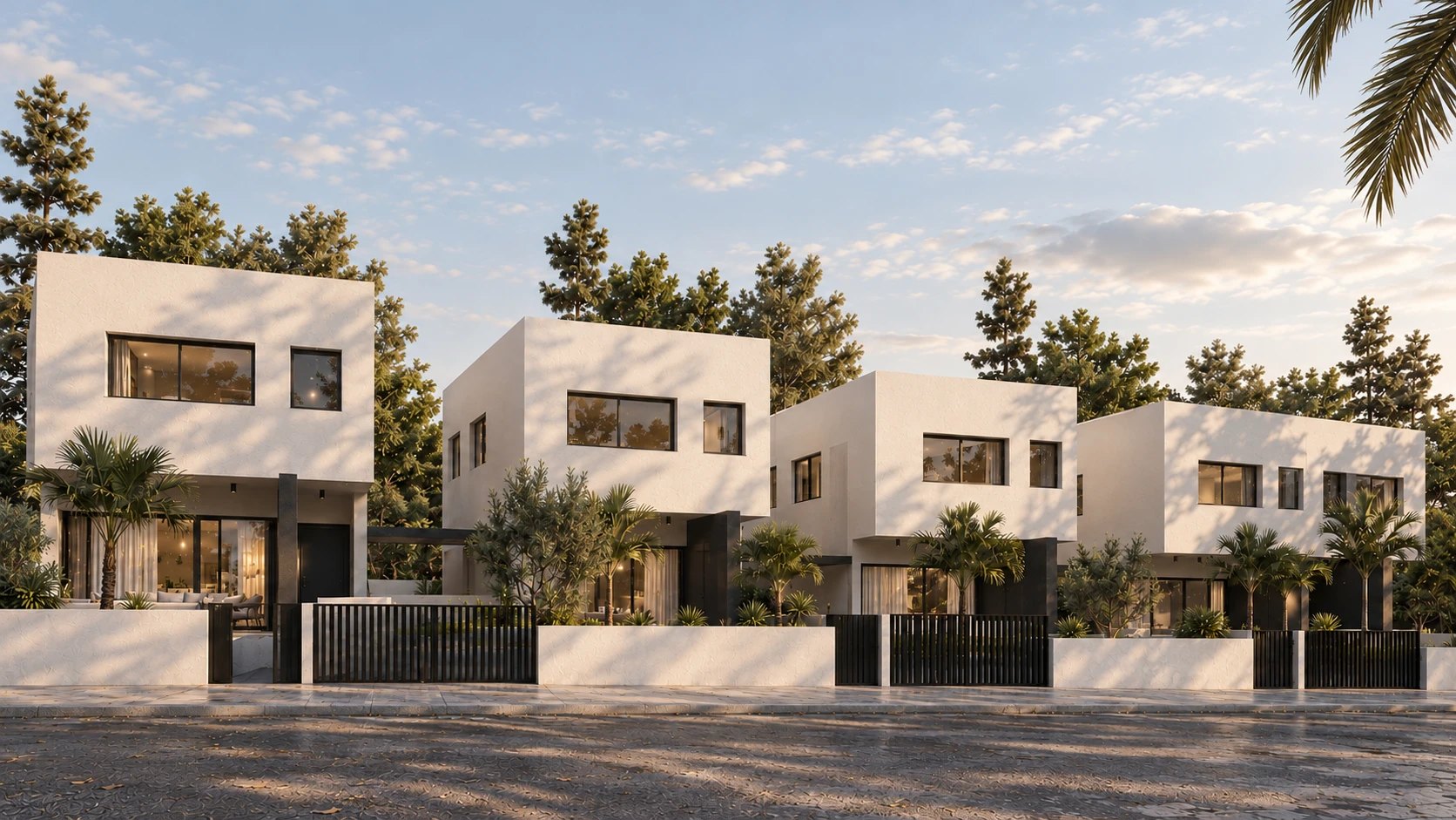 Horizon Estates: the houses at sunset