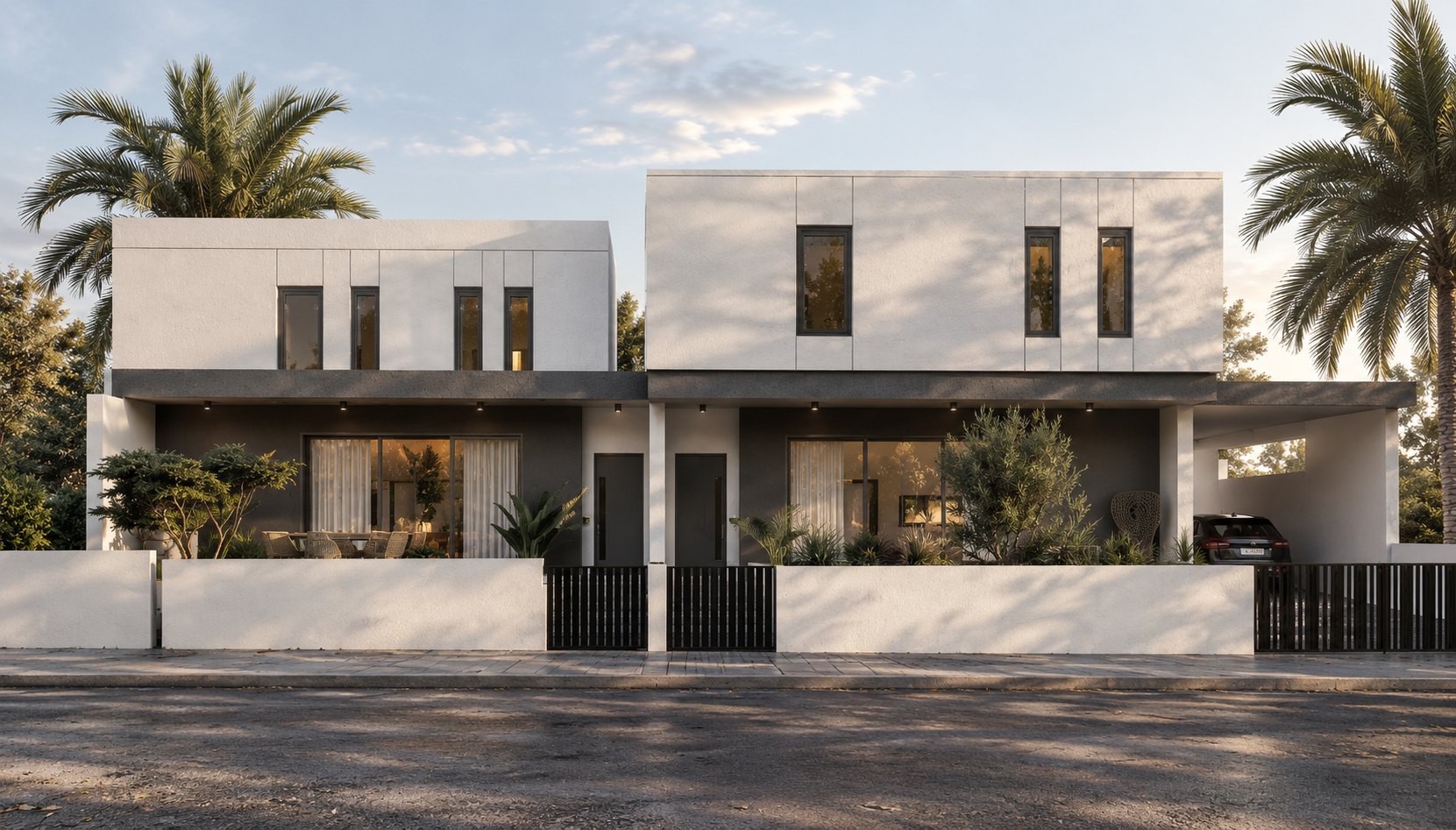 Riverstone Residences: the two houses from the street