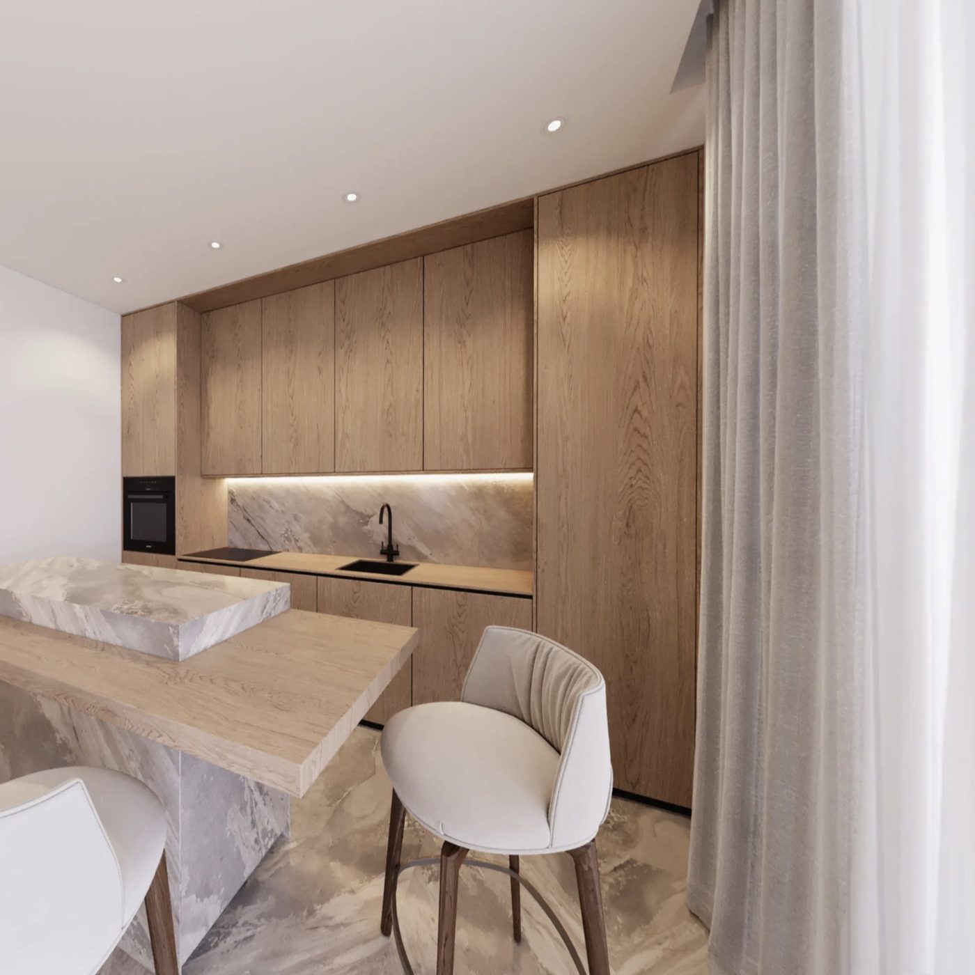 Kitchen with an island