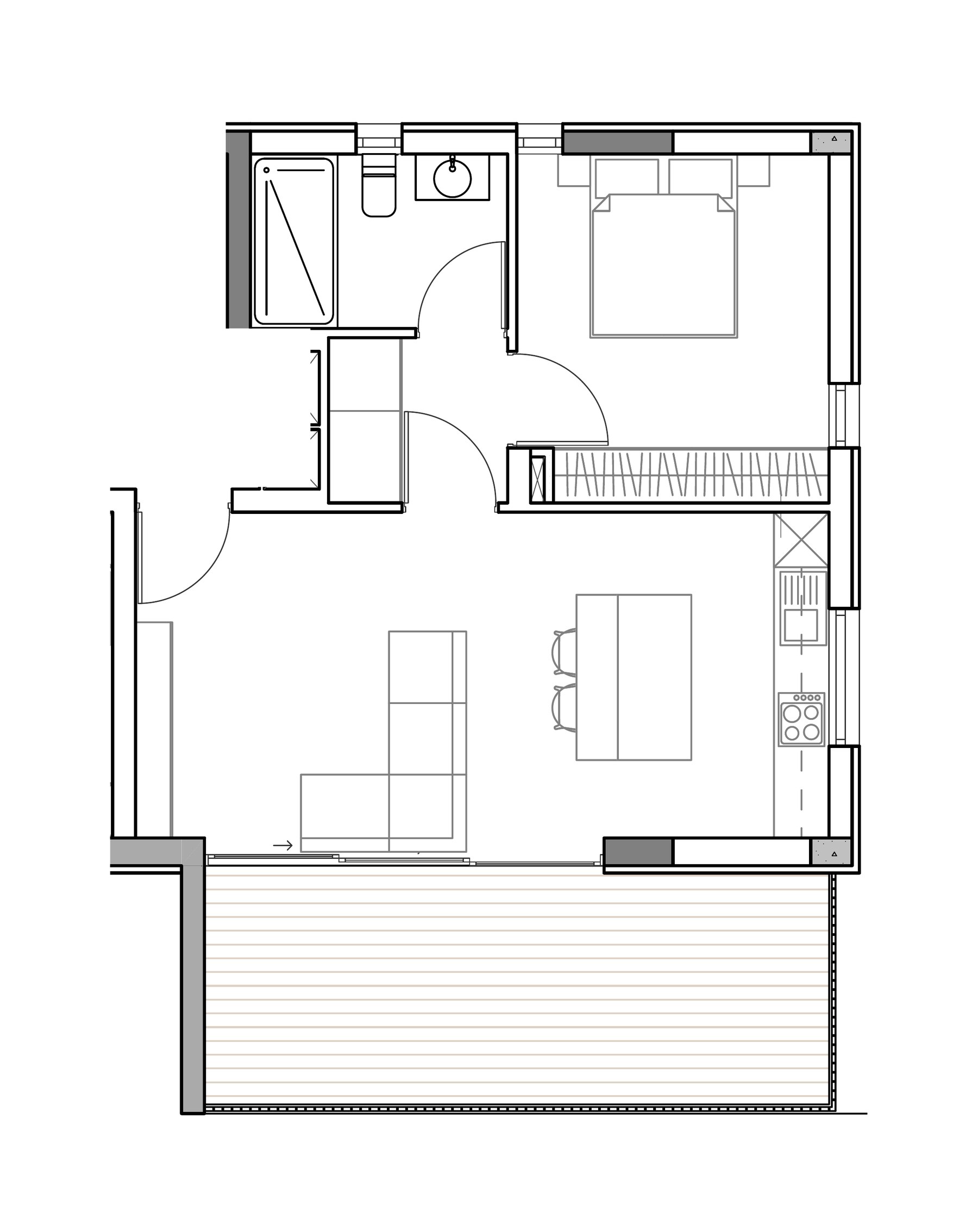 Plan of the one-bedroom apartment